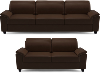 Adorn Homez Oxford Leatherette 3 + 1 + 1 Brown Sofa Set(Delivery condition - Pre-assembled)