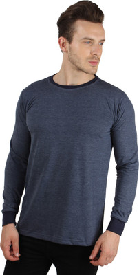

SayItLoud Solid Men's Round Neck Blue T-Shirt, Blue melange