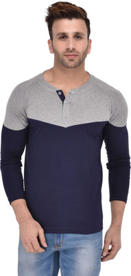 

BigIdea Solid Men's Henley Grey, Dark Blue T-Shirt, Dark blue;grey