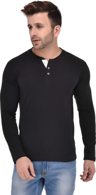 

BigIdea Color block Men Henley Black, White T-Shirt
