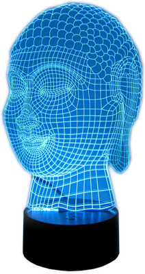 

varna crafts Lampees 3D Illusion Buddha Face Led Night Lamp(23 cm, Black)