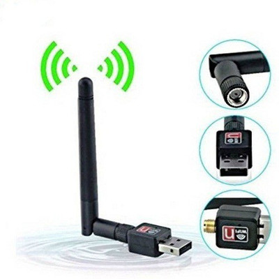 VU4 Mini Wifi Usb Adapter With Antenna External Ethernet Dongle USB Adapter USB Adapter(Black)