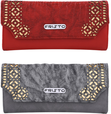 

Fristo Girls Grey, Red Artificial Leather Wallet, Grey and red