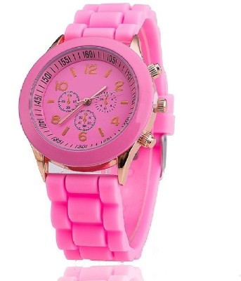 Tick Tock Chronograph Dial Design Pink Color Silicone Strap Watch  - For Girls   Watches  (Tick Tock)