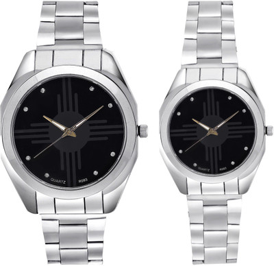 

Tick Tock Black Dial Steel Strap B-PAIR-012 Watch - For Couple