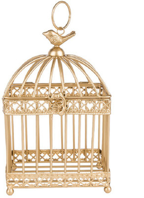 

Chumbak Boxy Bird - Medium Iron Tealight Holder(Gold, Pack of 1)
