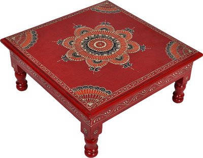 

Lal Haveli Handmade Side Table Pooja Wooden All Purpose Chowki(Red, Pack of 1)