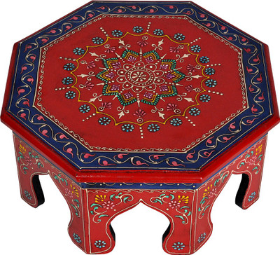 

Lal Haveli Decorative Side Coffee Table Pooja Wooden All Purpose Chowki(Red, Pack of 1)