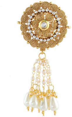 Anuradha Art Jewellery Designer Hair Chain(Gold, White)