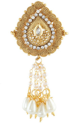 Anuradha Art Jewellery Designer Hair Chain(Gold, White)