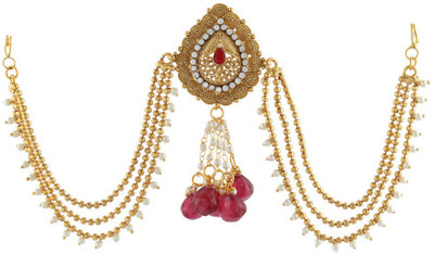 

Anuradha Art Jewellery Designer Hair Chain(Red, Gold)