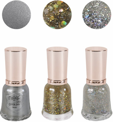

Nelf USA Nail Polish Silver, Gold, Gliter