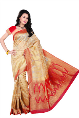 

Weavedeal Embellished Kanjivaram Silk Cotton Blend Saree(Beige)