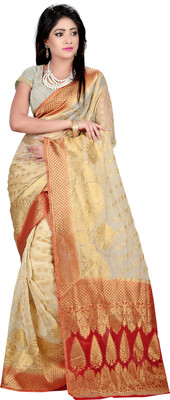 

Weavedeal Embellished Kanjivaram Silk Cotton Blend Saree(Beige)