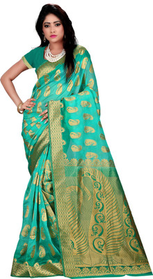 

Weavedeal Embellished Kanjivaram Silk Cotton Blend Saree(Light Green)