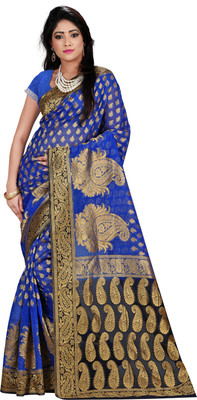 

Weavedeal Embellished Kanjivaram Silk Cotton Blend Saree(Pack of 2, Blue)