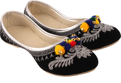 

Traditional Collection Black phulkari Bellies For Women(Black