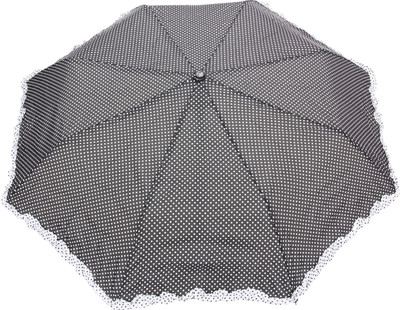 FabSeasons Polka Dot Print with lace Umbrella(Black)