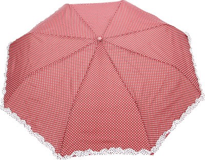 

FabSeasons Polka Dot Print with lace Umbrella(Maroon)