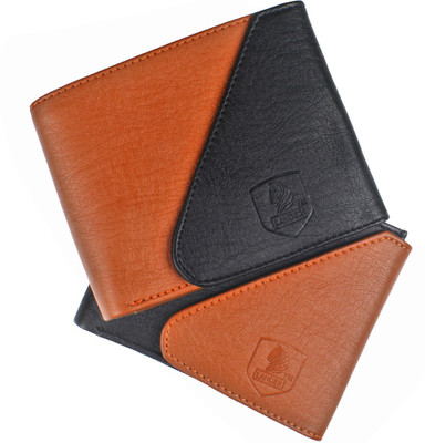 

LANDER Men Tan, Black Artificial Leather Wallet(4 Card Slots), Black;tan