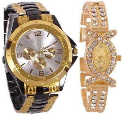 RJ Creation Rosra Gold Black and AKS Watch  - For Men & Women   Watches  (RJ Creation)