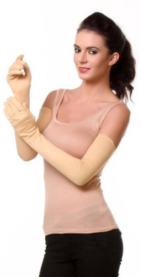 Tahiro Cotton Arm Sleeve For Women(Free, Beige)