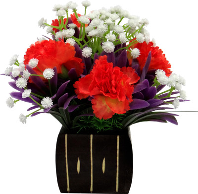 

Ace Flowers Multicolor Carnations Artificial Flower with Pot(17 cm, Pack of 1)