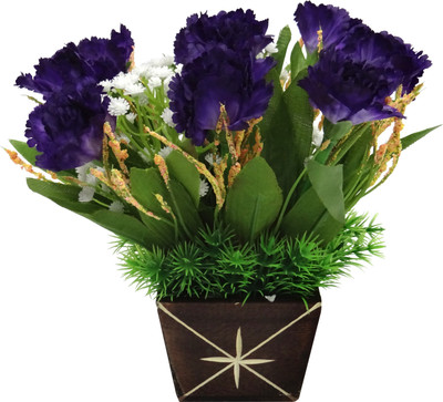 

Ace Flowers Purple, Multicolor Carnations Artificial Flower with Pot(7.89 inch, Pack of 1)