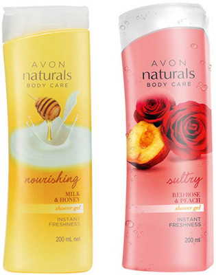 

Avon Anew Naturals Shower Gel (Milk & Honey - Rose & Peach)(400 ml, Pack of 2)