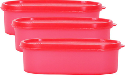 

Mahaware Microwaveable Space Saver 3PC - 0.6 L Plastic Grocery Container(Pack of 3, Red)
