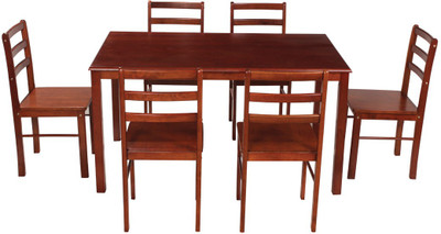 

Woodness Solid Wood 6 Seater Dining Set(Finish Color - Mahogany)