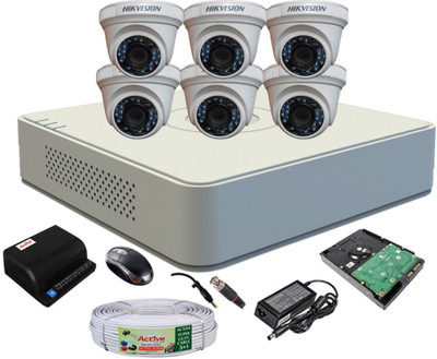 

Hik Vision HDTVI Full Combo, DS-2CE56COT-IRF Dome 6Pcs + Active Cable + HD Mini DVR 8 Channel Home Security Camera(6 TB)