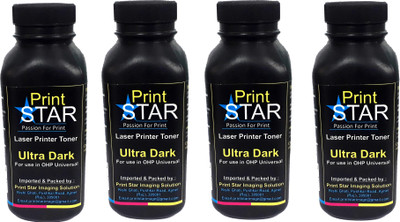 

Printstar Ultra Dark Toner Powder Pack of 4 For HP 12A / 15A / 49A / 53A Canon FX9 Toner Cartridge Single Color Ink Toner(Black)