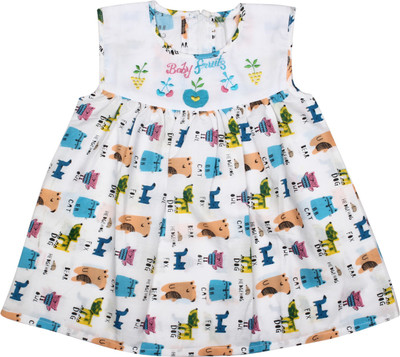 Littly Girls Midi/Knee Length Casual Dress(Multicolor, Sleeveless, Blue
