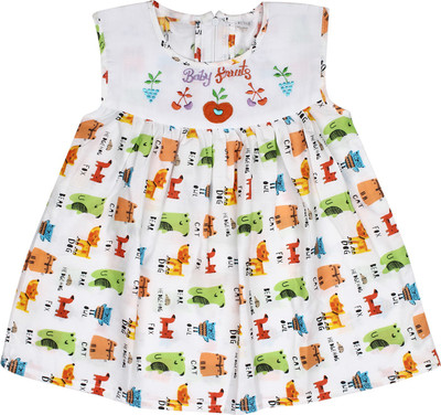 

Littly Girls Midi/Knee Length Casual Dress(Multicolor, Sleeveless, Orange