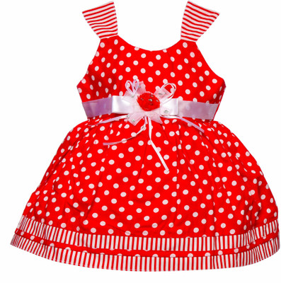 

Littly Girls Midi/Knee Length Casual Dress(Multicolor, Sleeveless, Red