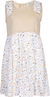 

Sambu Girls Midi/Knee Length Party Dress(White, Sleeveless, Cream