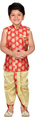 

AJ Dezines Boys Festive & Party Angarkha and Dhoti Pant(Red Pack of 1