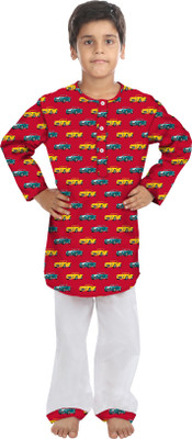 

Oranges & Lemons Kids Nightwear Boys Printed Cotton(Red Pack of 1