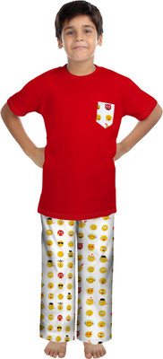 

Oranges & Lemons Kids Nightwear Boys Solid Cotton(Red Pack of 1