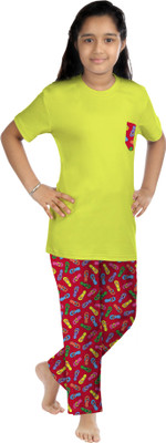 

Oranges & Lemons Kids Nightwear Girls Solid Cotton(Yellow Pack of 1