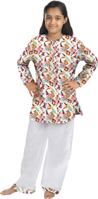 

Oranges & Lemons Kids Nightwear Girls Printed Cotton(Multicolor Pack of 1, Multi color