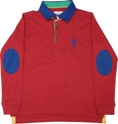 US Polo Kids Boys Solid Cotton T Shirt(Red, Pack of 1, Me. red