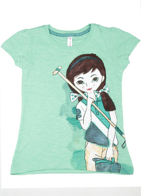 

US Polo Kids Girls Solid Cotton T Shirt(Light Green, Pack of 1, Lt. green