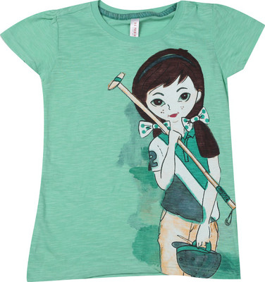 

US Polo Kids Girls Solid Cotton T Shirt(Light Green, Pack of 1, Lt. green