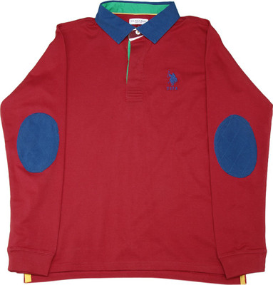 

US Polo Kids Boys Solid Cotton T Shirt(Red, Pack of 1, Me. red