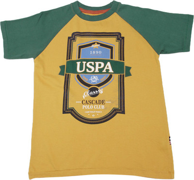

US Polo Kids Boys Printed Cotton T Shirt(Yellow, Pack of 1, Me. yellow