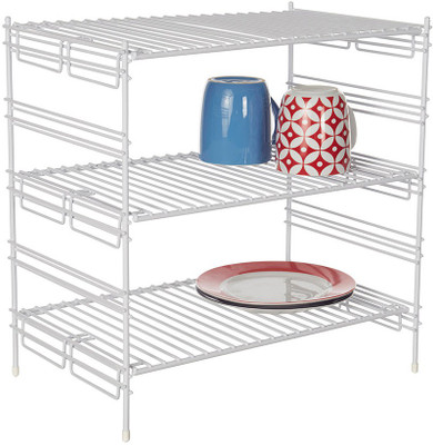 

Howards Hight Adjustable Large Upper Cupboard Shelf Helpers 3 Tier Cabinet Rack - White Steel Wall Shelf(Number of Shelves - 3, White)