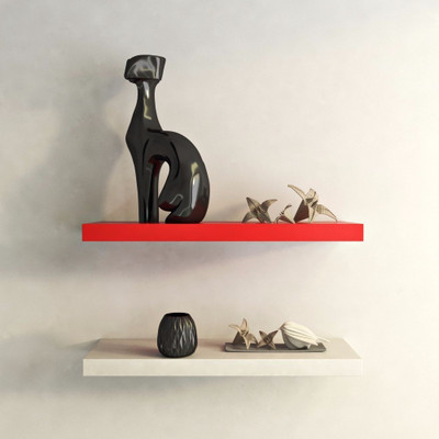 

Onlineshoppee MDF Wall Shelf(Number of Shelves - 2, Red, White)