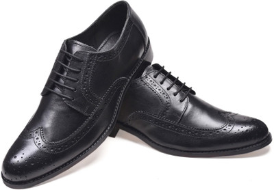 

Walker Styleways Bolzano Wingtip Leather Derby Brogue Lace Up For Men(Black
